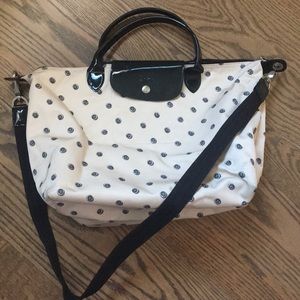 Longchamp rare polka dot medium tote with strap